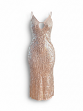 Rosé purr sequin maxi dress