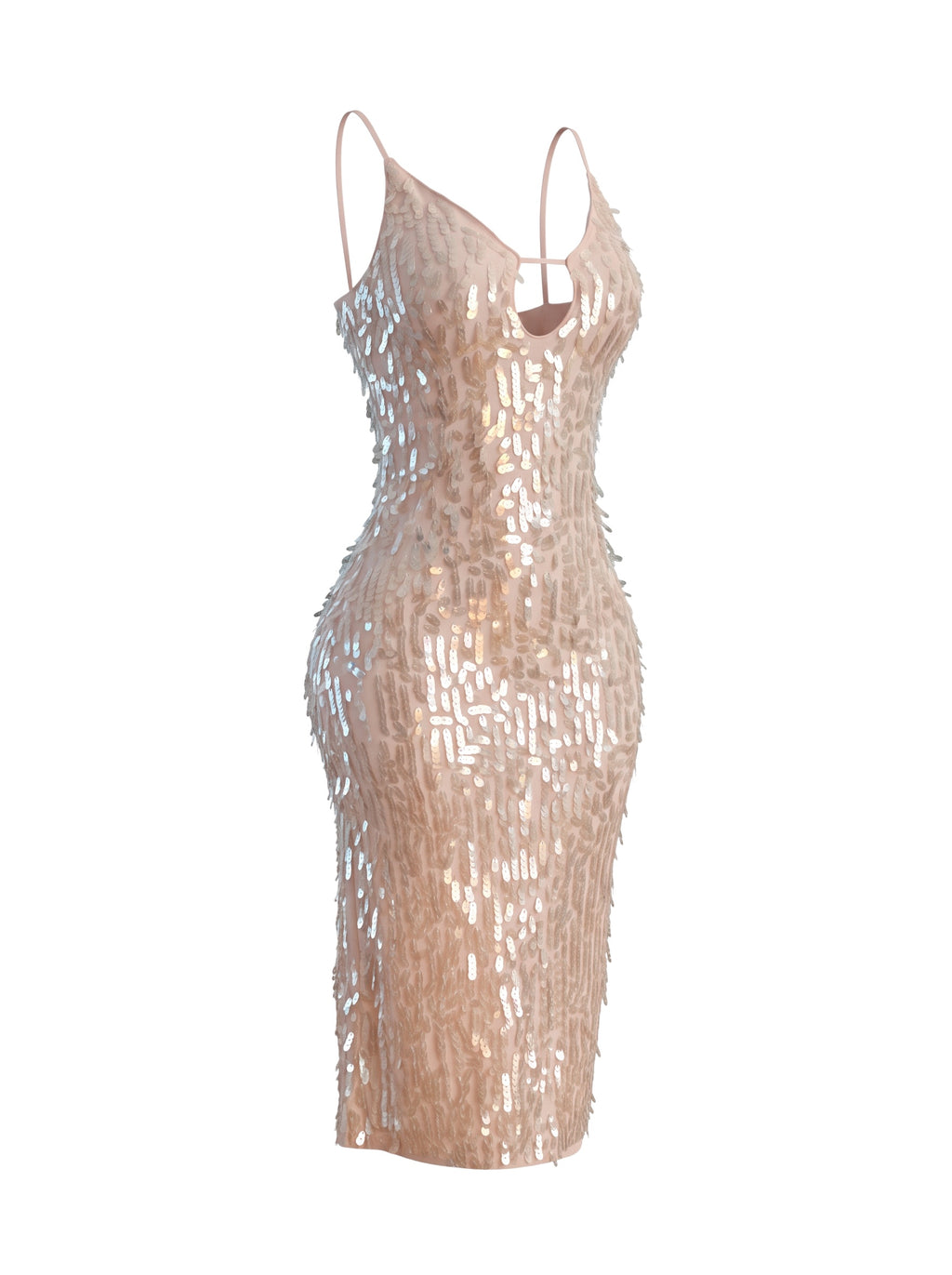 Rosé purr sequin maxi dress