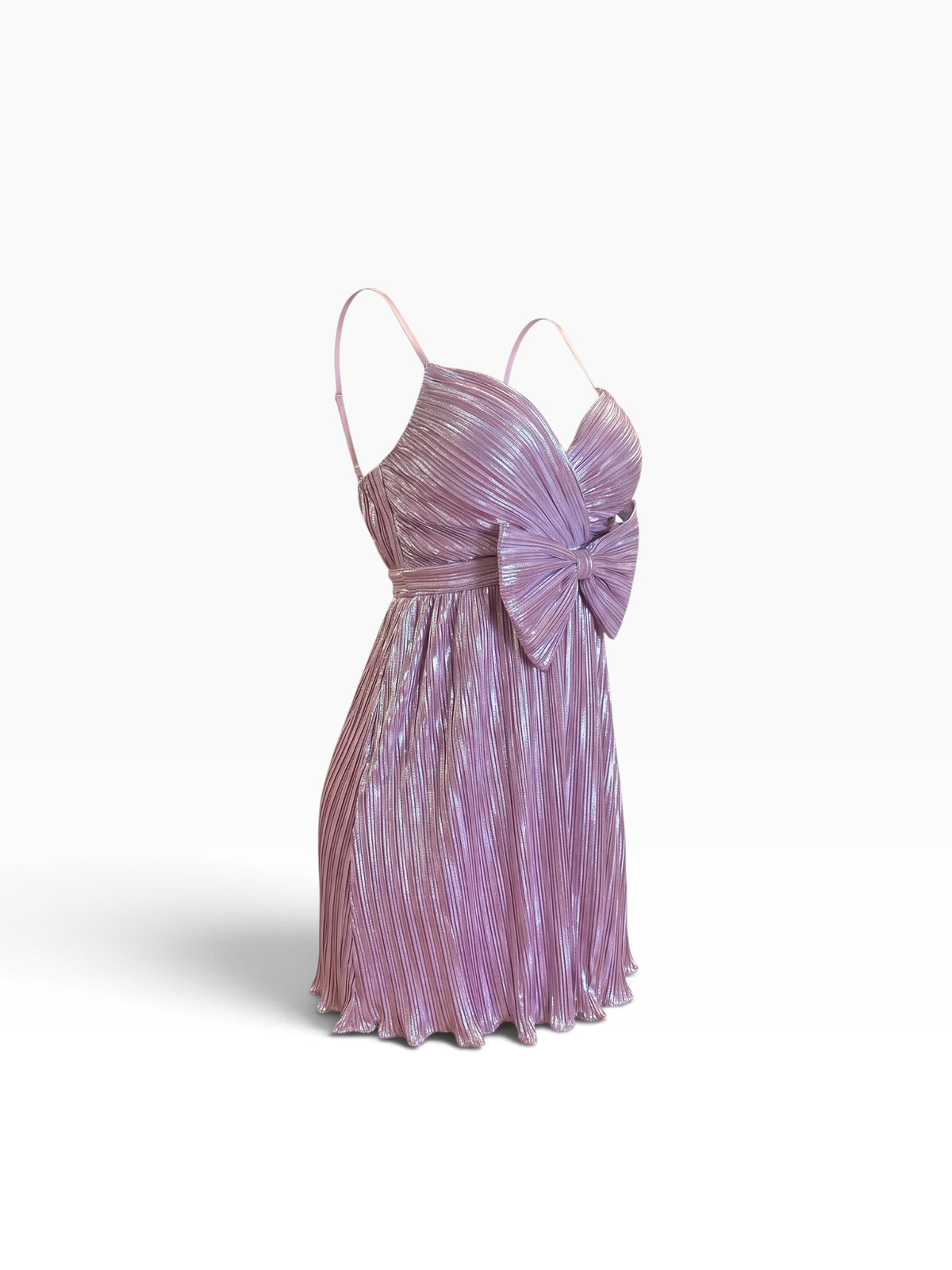 Perfect pink bow meow metallic midi dress