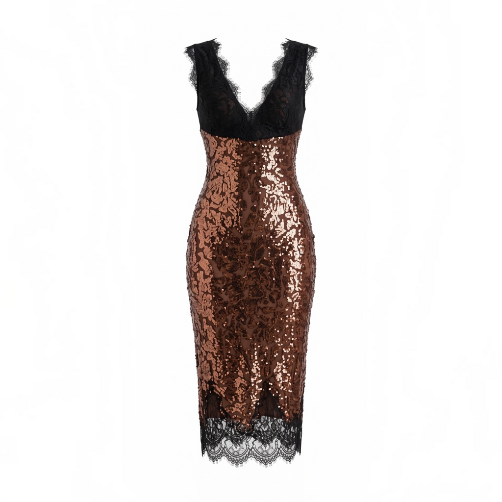 Black cat bronze dress