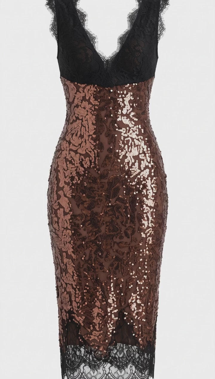 Black cat bronze dress